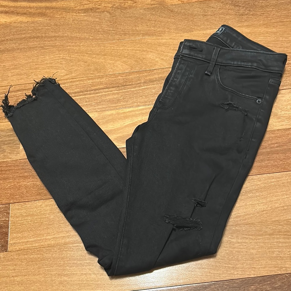 Abercrombie black ripped skinny jeans size 26